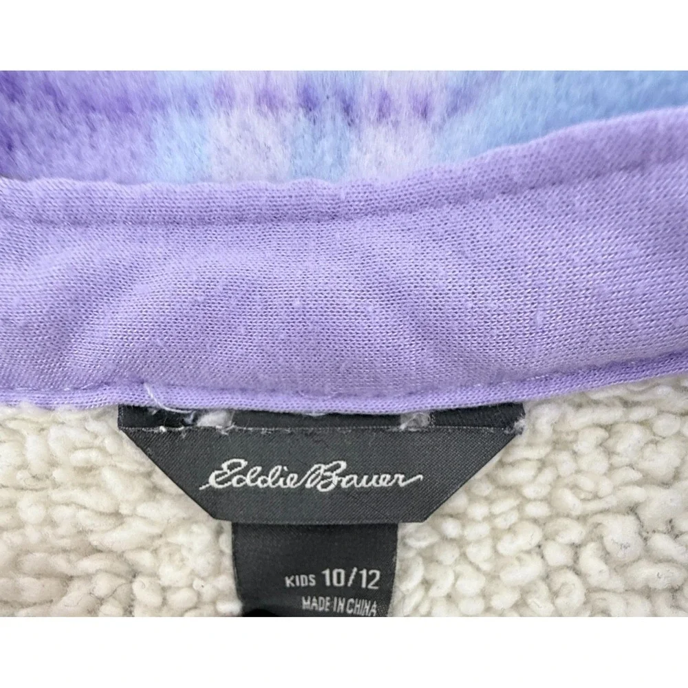 Eddie Bauer Girls 10 12 Sherpa Lined Flannel Jacket Plaid‎ Snap Cozy Warm